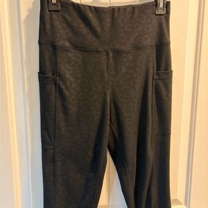 Tahari Black High-Waist Leopard Print Leggings with Side Pockets